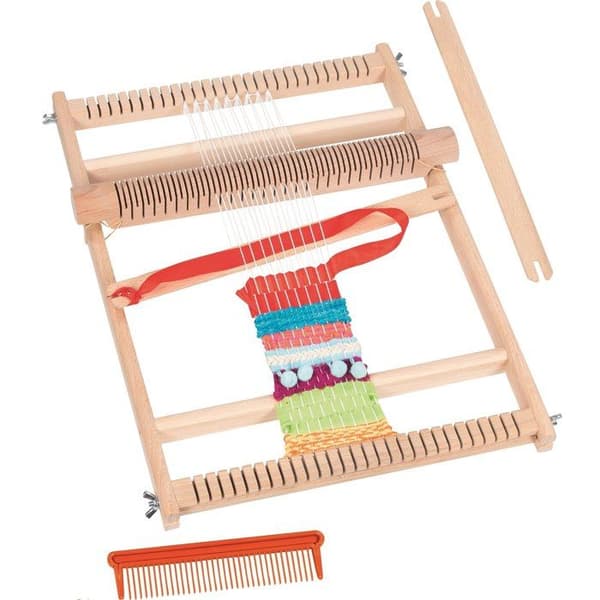 Vævstol - GOKI - Stor vævstol i træ - Træ - Klar til brug - Overflade 25 cm beige