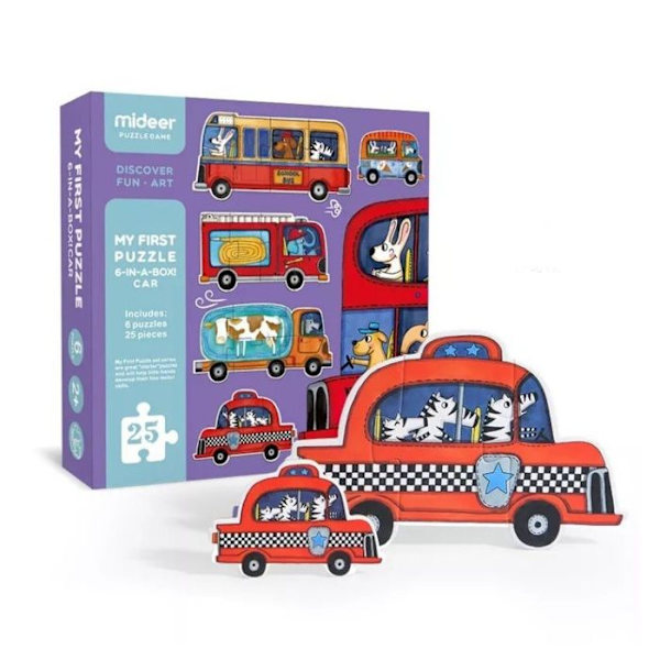 Mideer Vehicles Puzzle - 6 utvecklande modeller för barn från 2 år och uppåt