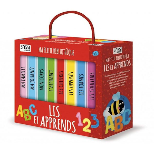 Set med 8 böcker - SassiJunior - Mitt lilla bibliotek "Läs och lär" - Flerfärgad - Ekologisk - Från 2 år Flerfärgad