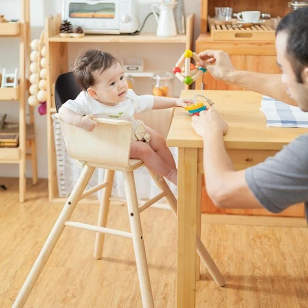 PLAN TOYS Säädettävä syöttötuoli - Musta Svart och beige