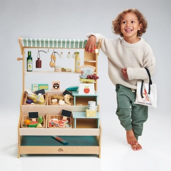Marknadsstånd i trä - Tender Leaf Toys - TRÄD BJÖRNDESIGN - Barn - Brun - Blandat