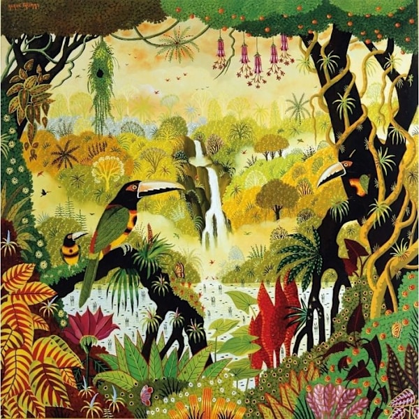 80 pusselbitar Alain Thomas Toucan vid vattenfallet
