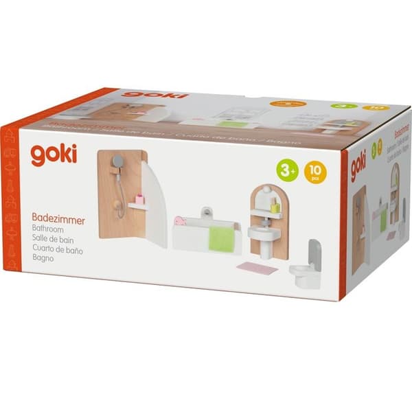 Dukkehuse - Badeværelse - Træbadekar - 10 dele - Dimensioner 11,2x6,2x6 cm beige