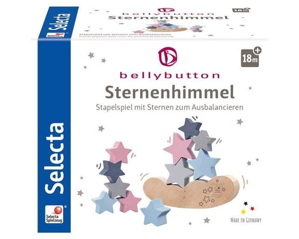 Stablet Trælegetøj - SELECTA - Selecta - Himmel Stjerne - Belly ton - 12 Stykker - Multifarvet Grå