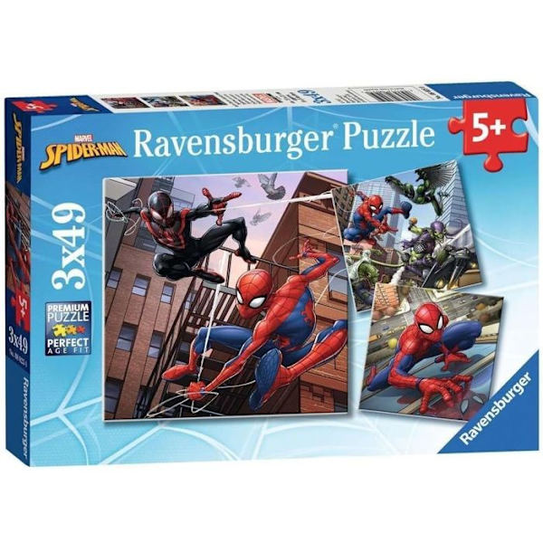 Spider-Man pussel 3x49 bitar - Ravensburger - För barn från 5 år och uppåt Röd Blå Grå