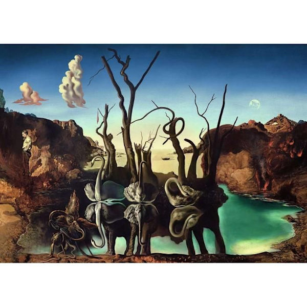 Pussel 1000 bitar: Konstsamling: Svanar som speglas i elefanter, Salvador Dalí Vit
