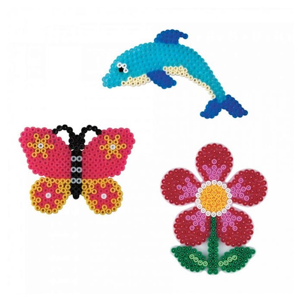 HAMA - Kruka med 4000 perlerpärlor Storlek MIDI och 3 tallrikar (fyrkantig, stjärna, rund) - Kreativ fritid Flerfärgad