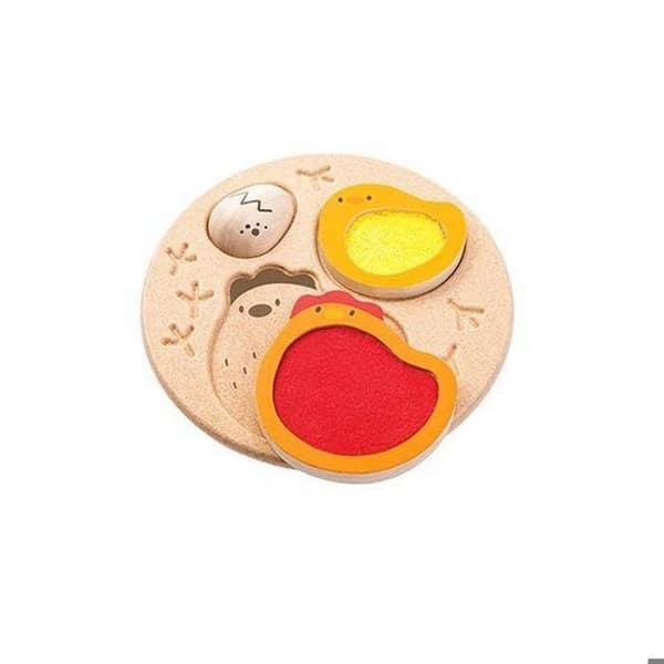 Planleksaker - Kyckling-ägg-pussel - Touch - BYXA rosa och orange