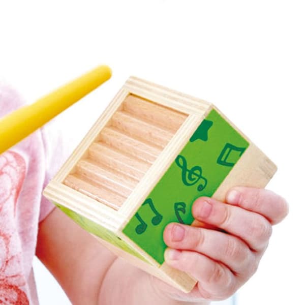 Redende spilledåser - Hape - 5 træinstrumenter - Til børn fra 18 måneder beige