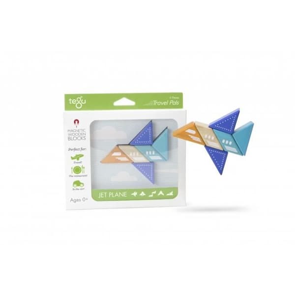 Børnespil - Tegu Pocket Buddy 6 Stykker - Fly - Magnetisk træbyggeleg