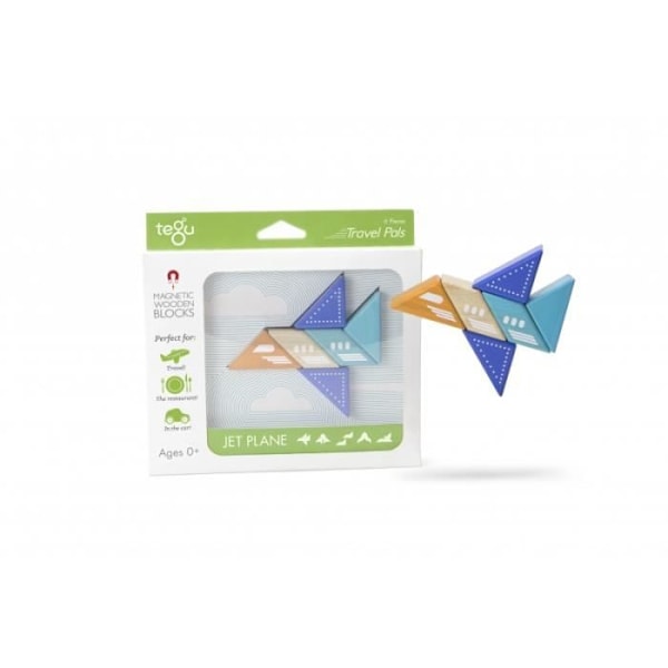 Brädspel för barn - Tegu Pocket Buddy 6 Pieces - Flygplan - Magnetisk träkonstruktionsspel