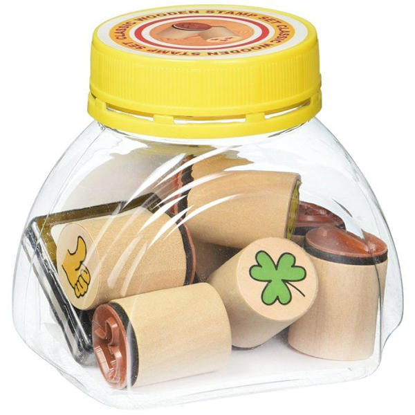 Motiverande stämplar, lärarestämplar, trä, fyrklöver, smiley, med gummistämpel Beige
