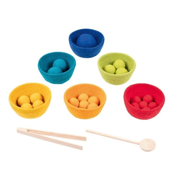 Utbildningsspel - Goki - Sorterino - Filtkulor - Stapelkoppar - Från 3 år och uppåt Röd