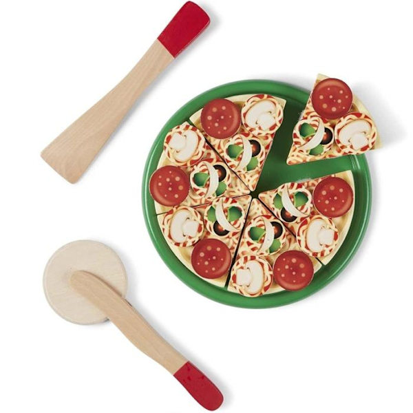Imitationsspel - MELISSA & DOUG - Träpizza - Trä - Beige - Från 3 år Flerfärgad