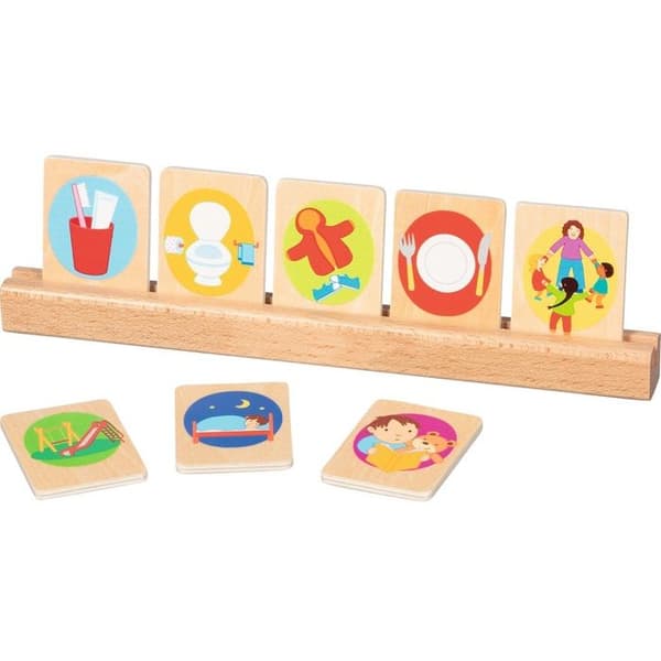 Utbildningsspel - GOKI - GOLLNEST & KIESEL - Trä - 23 kort + stöd - Tidsbegrepp beige