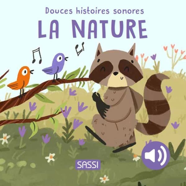 Lydbog - SASSI - Naturen - 6 realistiske lyde - Til børn - Format til små hænder Violett