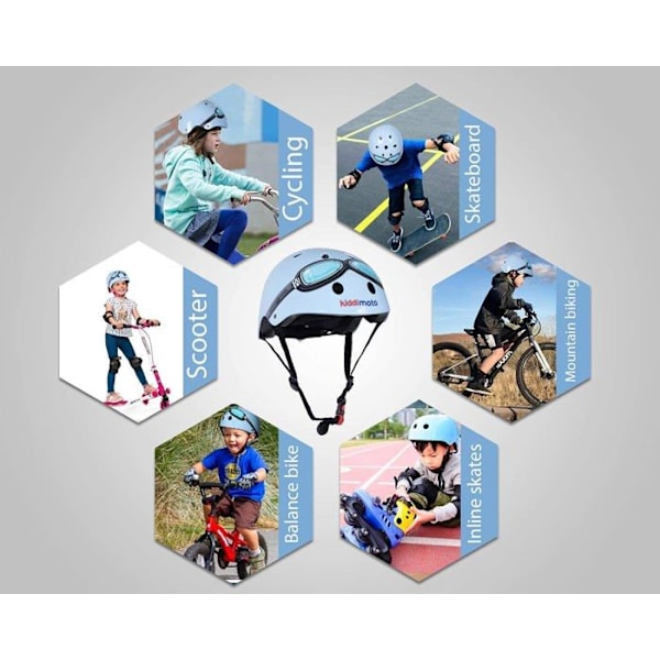 Kiddimoto - Blue Goggle Medium barnhjälm Blå