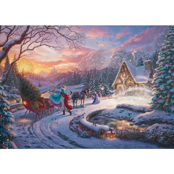 Pussel 1000 bitar - SCHMIDT SPIELE - Thomas Kinkade Studios - Disney - Askungen tar hem till jul - 1000 bitar Blå