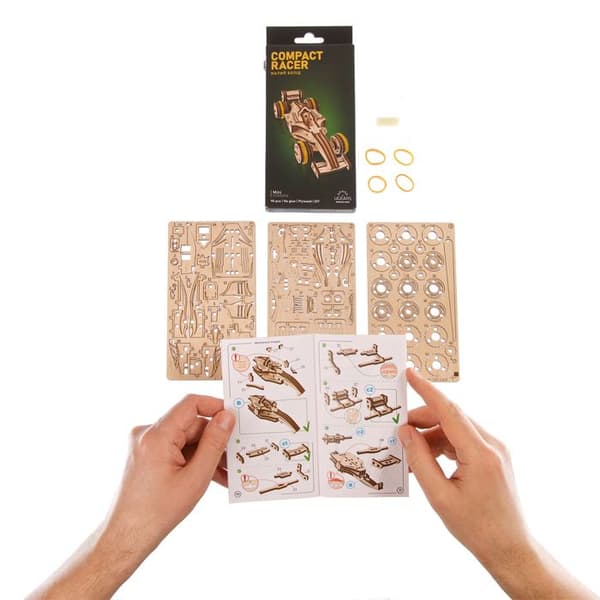 Compact Racer - Ugears - 3D puslespil i træ beige