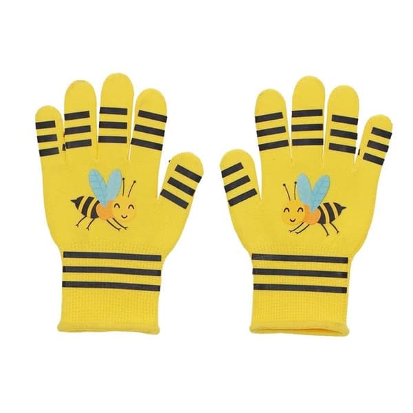 Havehandsker - ESSCHERT DESIGN - Bi - Barn 3-6 år - Antiskrid PVC håndflader - Elastiske håndled Gul