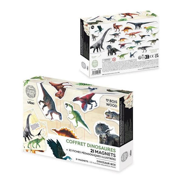 Vilac - Box med 21 dinosauriemagneter Beige
