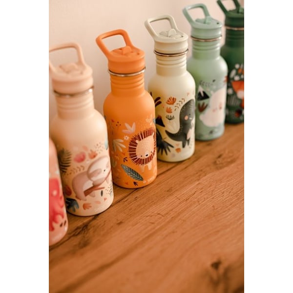 Stainless steel bottle - Sassi Junior - Chompy the lion - 500 ml - Multicolored - Insulated Flerfärgad