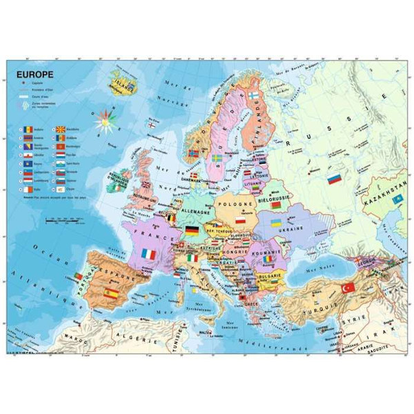 Ravensburger - 200 bitars XXL-pussel - Karta över Europa - Blandat - Från 8 år Blå