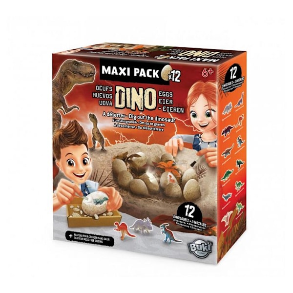 Dino Munakoko Paketti Buki - 12 Dinosaurusta - Kaivuutyökalut - Alusta - Juliste Flerfärgad