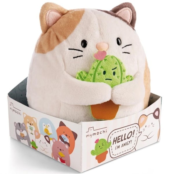 Angy cat 16 cm med kaktus - Super Mochi Collection Beige