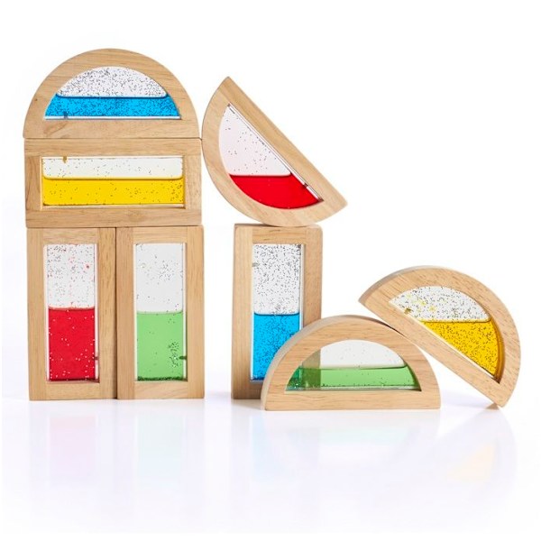 Sensoriska block - Guidecraft - Regnbågsblock - 8 delar - Färgat vatten - Glitter Beige