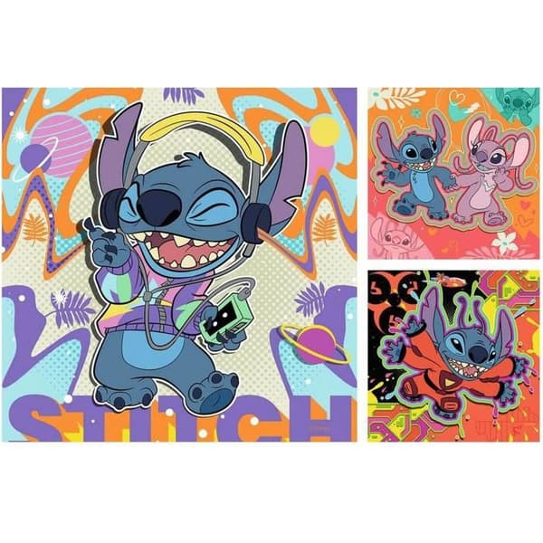 Puslespil 3x49 brikker: Disney Stitch