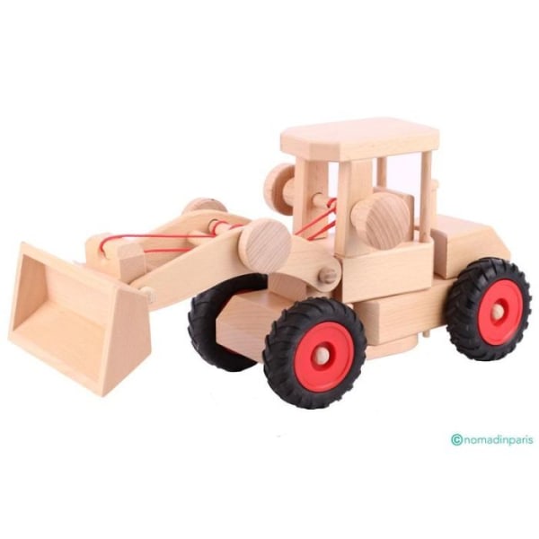 Fagus hjullastare med 3 träfigurer - Leksak för barn från 3 år och uppåt