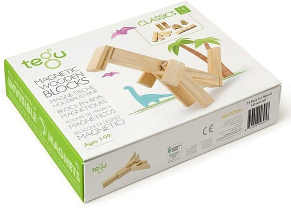 Tegu 14-delt magnetisk træklods sæt, naturlig Beige