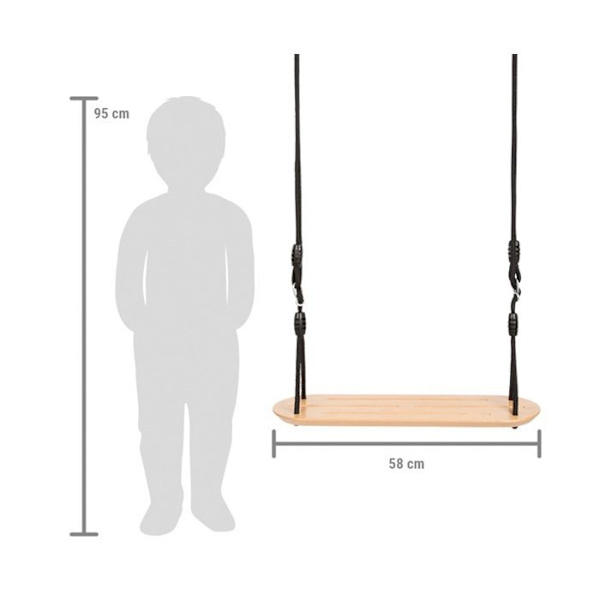 Keinua - Small foot company - XL Musta Line - Massiivipuu - Säädettävät köydet - 100 kg max Svart