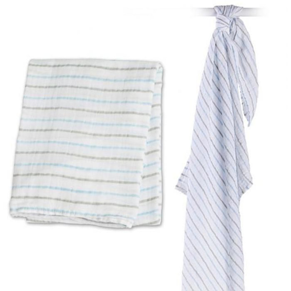 Lulujo - Muslin swaddle - Blå ränder - ELEMENT FÖR BARN Blå