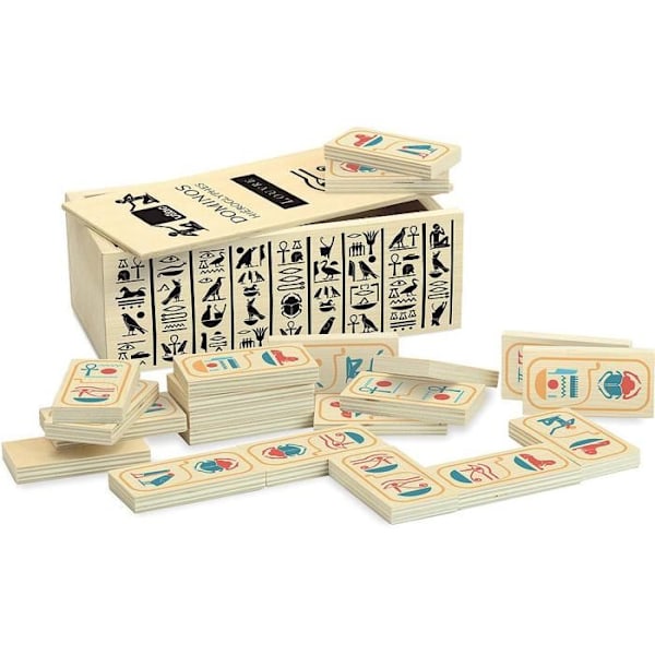 Vilac dominospel - Wooden Hieroglyphics Dominoes - Reflektion och strategispel Trä