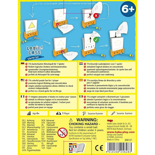 HABA - LogiCASE Aloituspaketti 6+ - Looginen Ajattelupeli ja Keskittyminen - 77 Arvoitusta Paketissa - Lapset 6 vuotta ja yli Gul