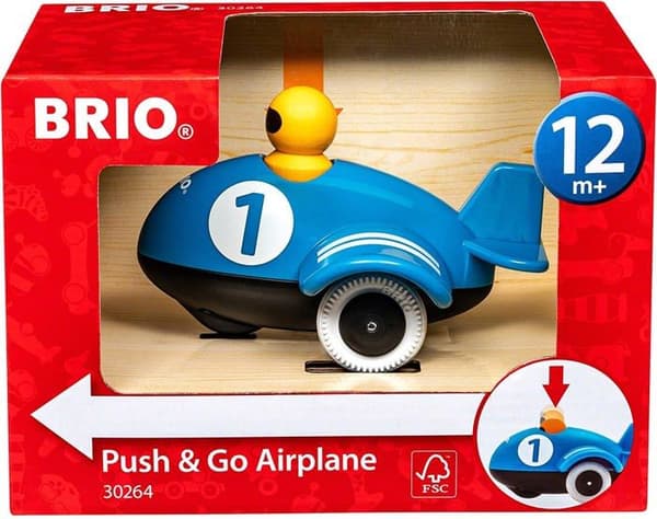 BRIO trælegetøj - Push & Go fly - Blå - Til børn fra 12 måneder og op Blå