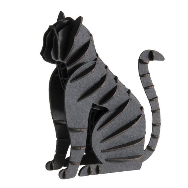 3D-papirmodel - FRIDOLIN - Sort kat - 7 x 8 x 4 cm - Karton - Laserskårne dele Svart