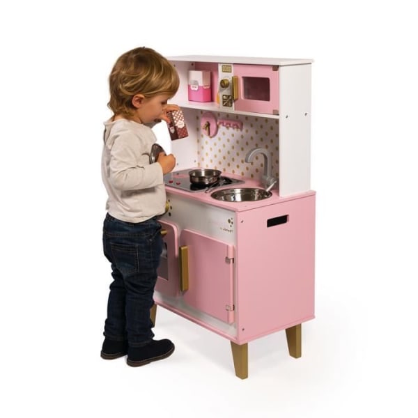 Träkök för barn - JANOD - Stort Candy Chic Kitchen - Rosa - Från 3 år