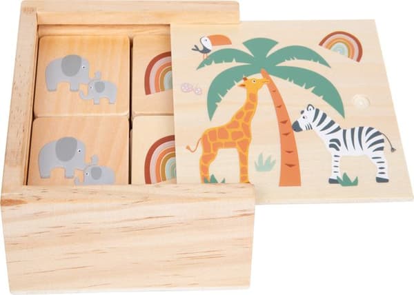 Vilde dyr safari træ huskespil for børn beige och orange