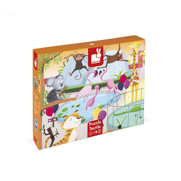 Puzzle Tactile JANOD Eläintarha - Eläinpuzzle 20 kpl - Suuret palat, jotka sopivat lapsille Flerfärgad