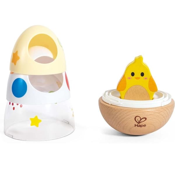 Staples legetøj - HAPE - WOBBLE WONDER STACKER - Træ - 4 dele - Unisex - 24 måneder Vit
