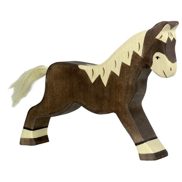 HOLZTIGER - 80034 - FIGUURI - HEVONEN, KÄVELEMINEN - TUMMA RUSKEA Brunt och beige