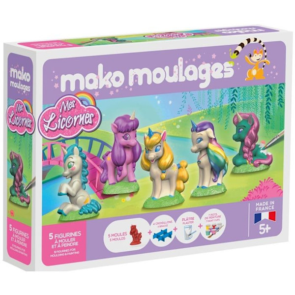 Kreativ box - Mako Moulages - My Unicorns - 5 latexformar - Pearly färger - Made in France Vit