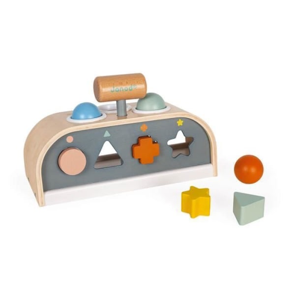 Early Learning Toy i trä - TapTap Sweet Cocoon - Från 12 månader - JANOD - 3 aktiviteter i 1 - Beige färg Beige