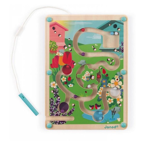 Bikupa Ball Maze - JANOD - Träleksak - 2 år - Grön - Magnetisk Grön
