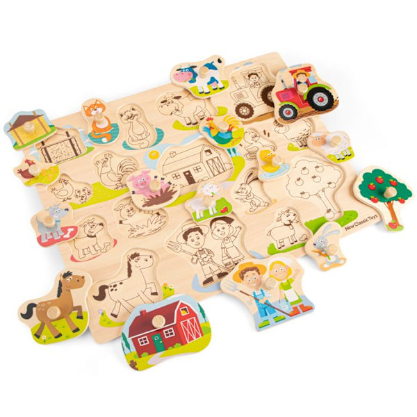 Nytt Classic Toys pussel form gård junior trä 17 st Beige