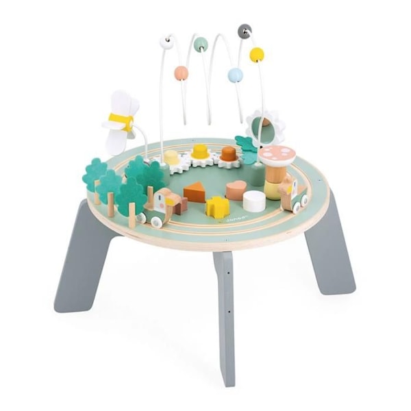 Sweet Cocoon Wooden Aktivitetsbord - 9 aktiviteter för barn - Early Learning Toy - FSC Wood - Trädgårdstema - Från 12 månader Flerfärgad