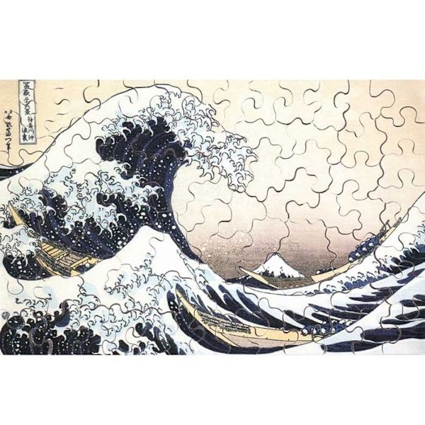 80-bitars konstpussel i trä: Hokusai: The Wave Flerfärgad